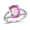 Oval Pink/Blue Stone Rings For Women Elegant Austrian Crystal Banquet Jewelry White Gold Color Fashion