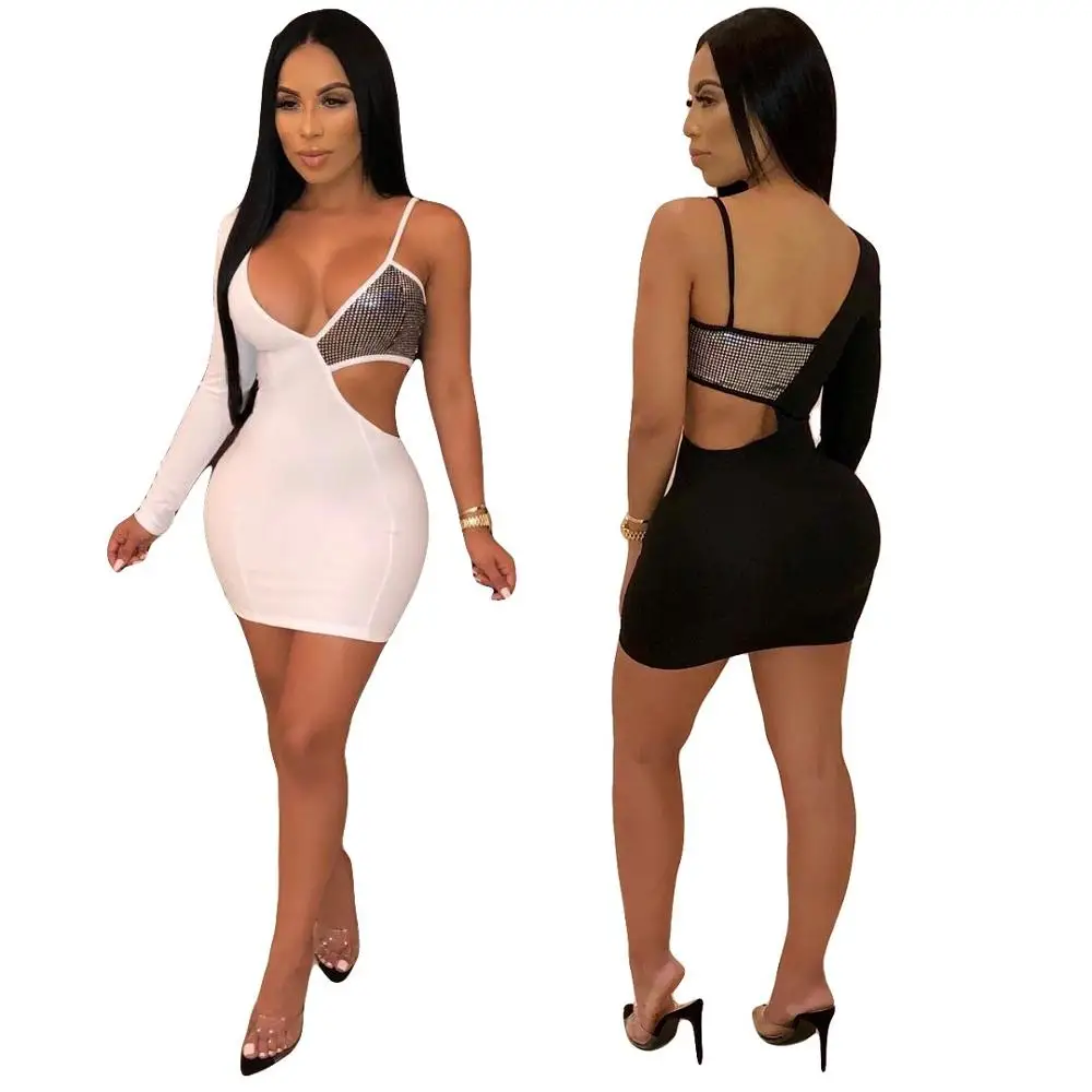 

CY1090 women ladies fashion hollow out sequins bandage bodycon mini sexy dresses, N/a
