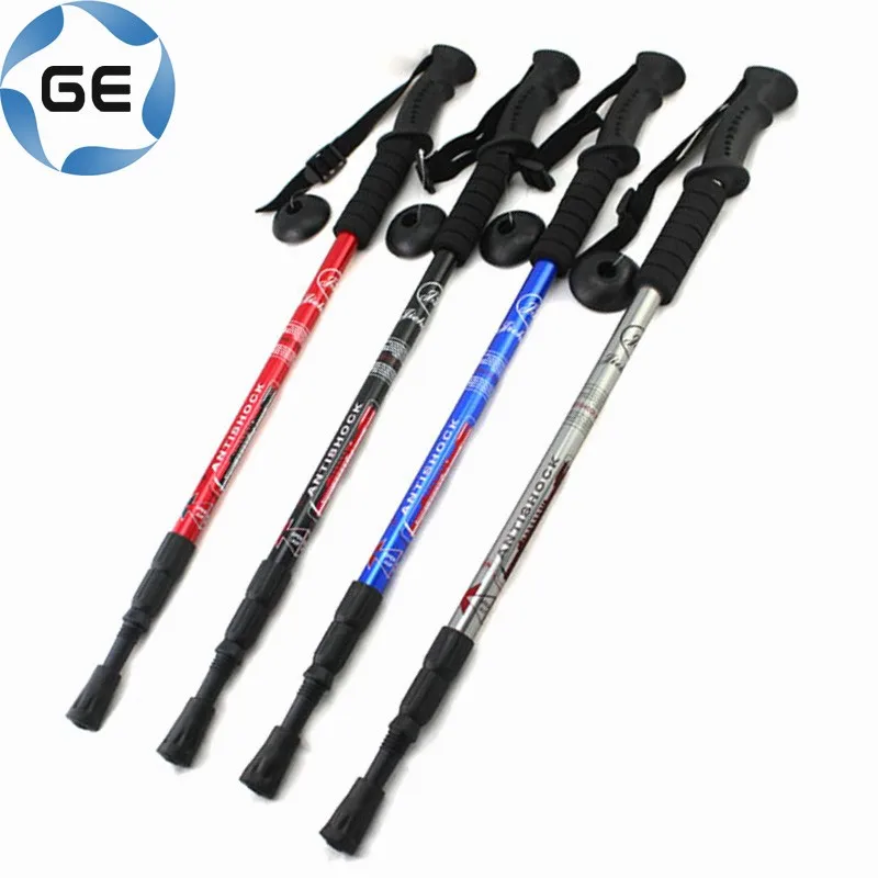 
Rubber Grip 3 Sections Telescopic Trekking Pole Outdoor Walking Alpenstock Aluminium Alloy Hiking Stick 