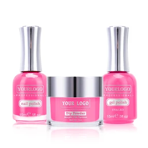 Water based nail polish, Pink Color Matching Dip Powder with Gel Polish and Nail Lacquer