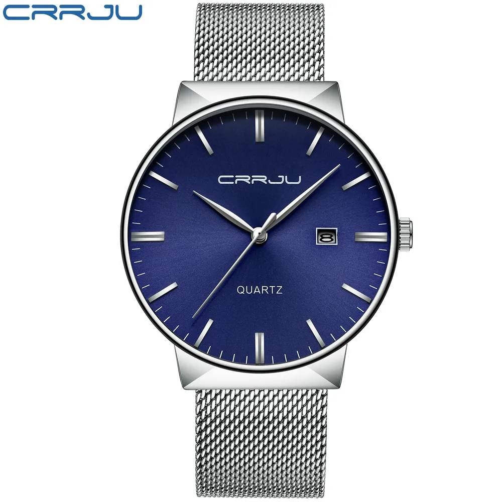 

CRRJU CJ-2213 Men Quartz Watch Luxury Brand Black Full Steel Casual Military Wristwatch Waterproof Clock Male Relogio Masculino