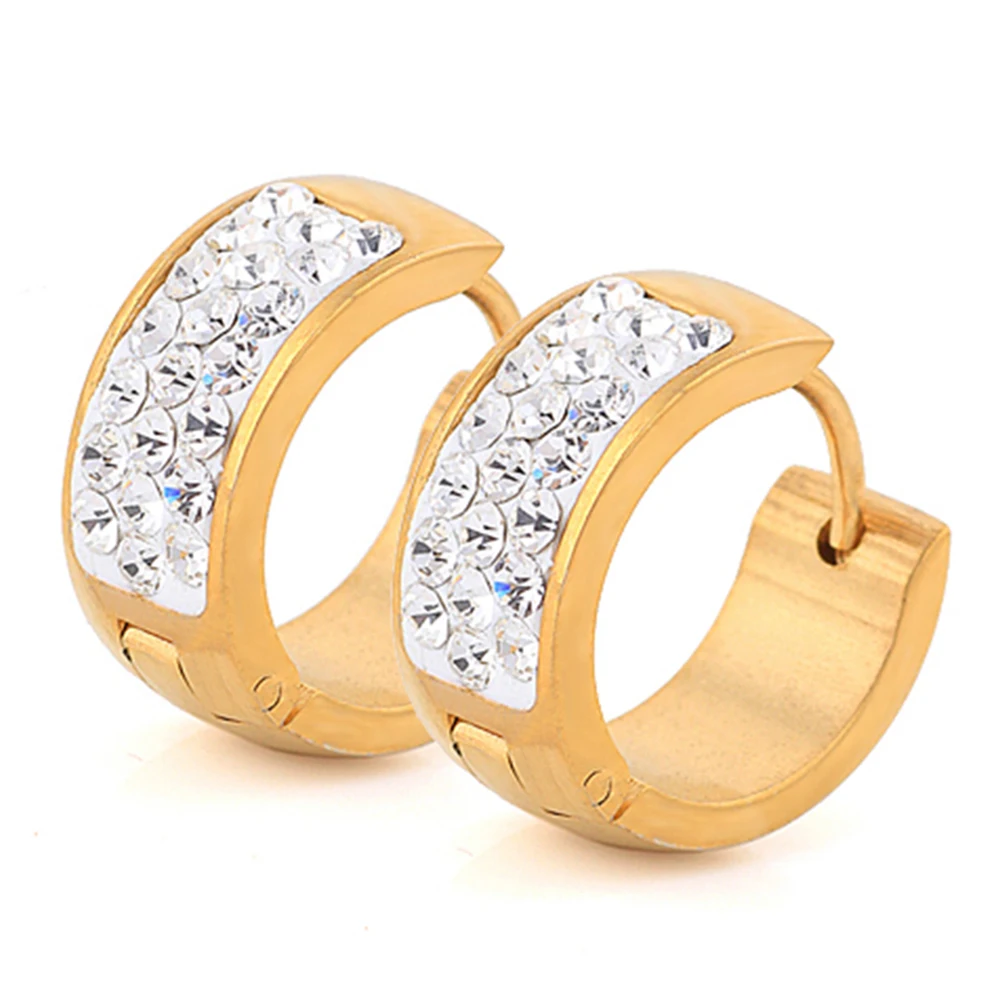 

High Quality 18K Gold Plated Stainless Steel Crystal Hoop earrings