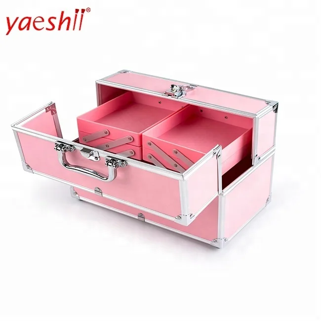 

Yaeshii aluminum vanity box luxury professional trolley travel compact train makeup case