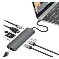 

USB-C HUB to HDM I 4K PD Charger 60W USB-C Dock for MacBook Pro Type C HUB with USB 3.0 3.5mm Audio Gigabit RJ45 Card Reader