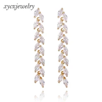 

Beautiful fashion white marquise zircon brass drop earrings Wholesale