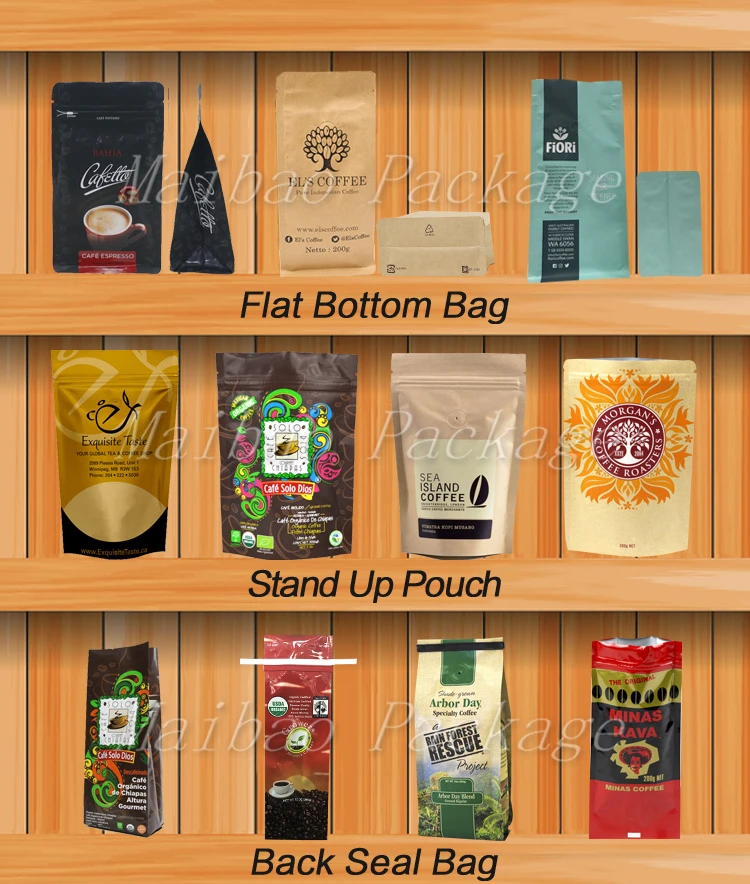 Kraft Paper Tin Tie Coffee Bag With Valve