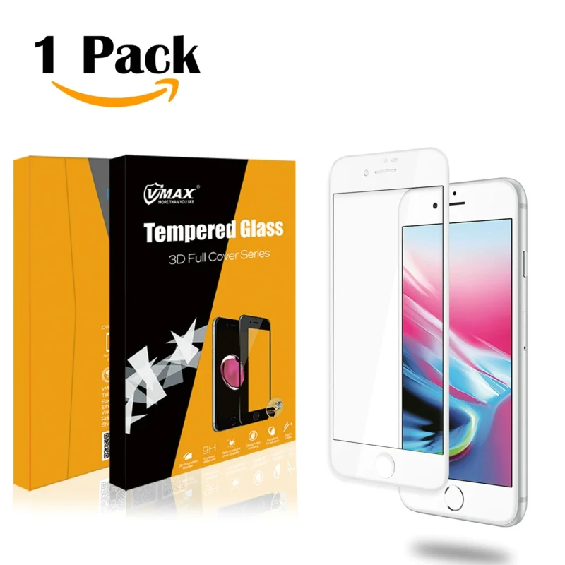 

HD clear 9h 3D Full Cover Explosion-Proof Tempered Glass Screen Protector for iphone 8plus, White/black