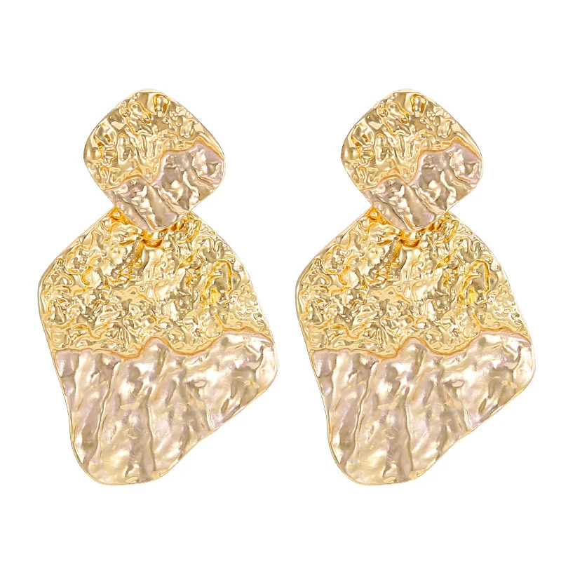

Exaggerated Gold Irregular Metal Big Drop Earrings Women Punk Geometric Earrings (KER184), Same as the picture