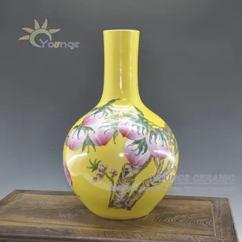 Jingdezhen Antique Hand Painted Porcelain Yellow Peach Vases Buy