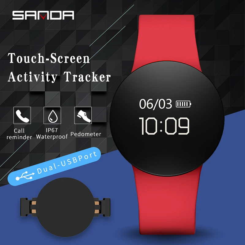 SANDA Bluetooth Fitness Watch Pedometer Call Reminder Smartwatch For IOS Android Men Women Waterproof Watches Digital Clock SD03