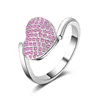 Romantic Heart Women CZ Micro Paved Jewelry Australian Ruby Zircon Rhodium White Gold Plated Ring