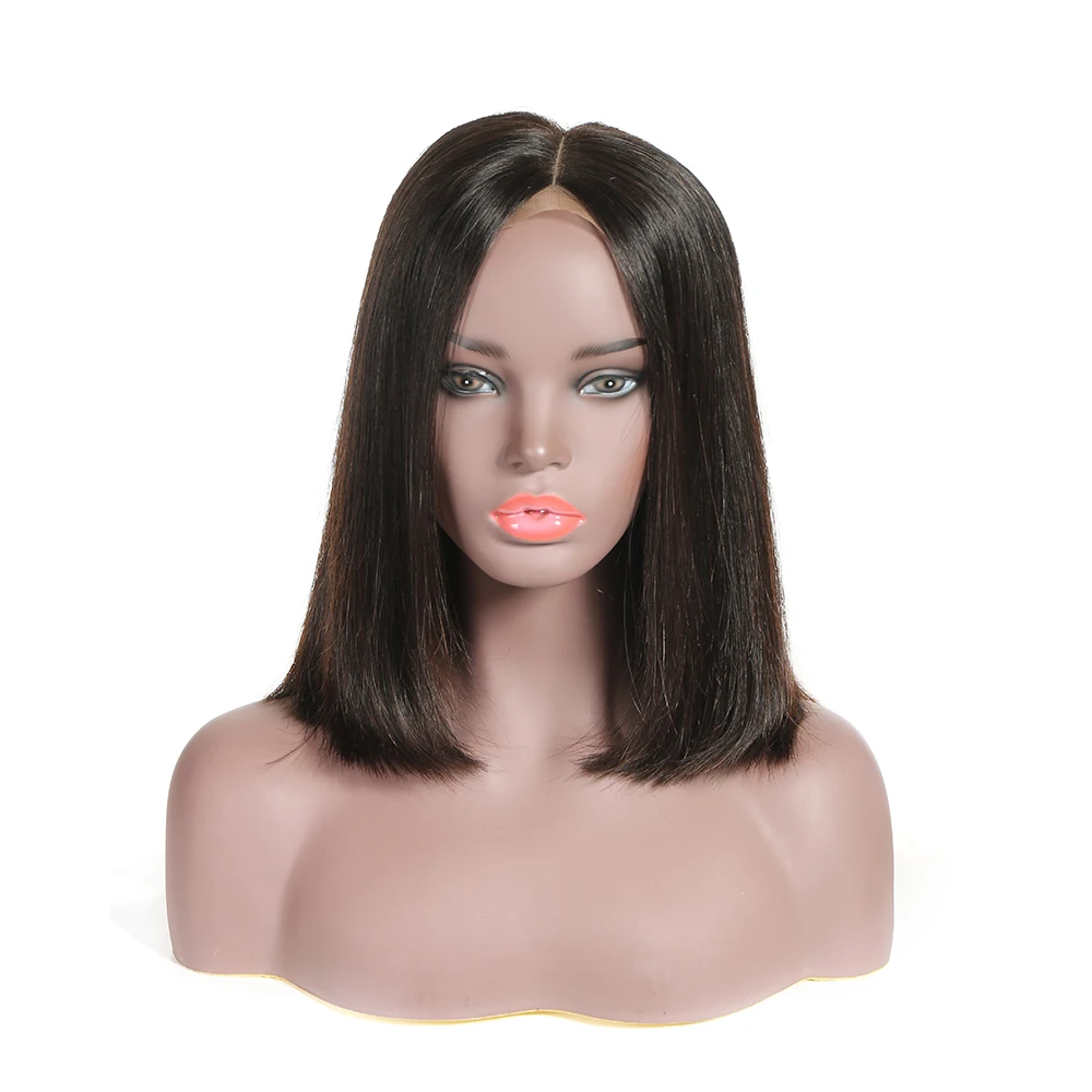

Megalook Natural Black Color 10 12 Inch Straight Short Bob Lace Front Human Hair Wig For Black Women