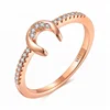 Wholesale 925 Sterling Silver Zircon Paved Rose Gold U Shape Ring For Women