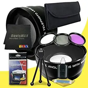 2x Telephoto Lenses DavisMAX Fibercloth Lens Bundle Wide Angle 3 Piece Filter Kit for Canon EOS 5D Mark II and Canon EOS 5D Mark III with Canon 17-40mm USM Lens 77mm Macro Close Up Kit