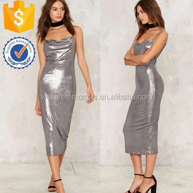 silver bodycon midi dress