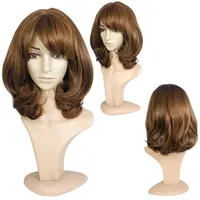 

Top quality wholesale medium-length curly brown color fashion European wig for white women