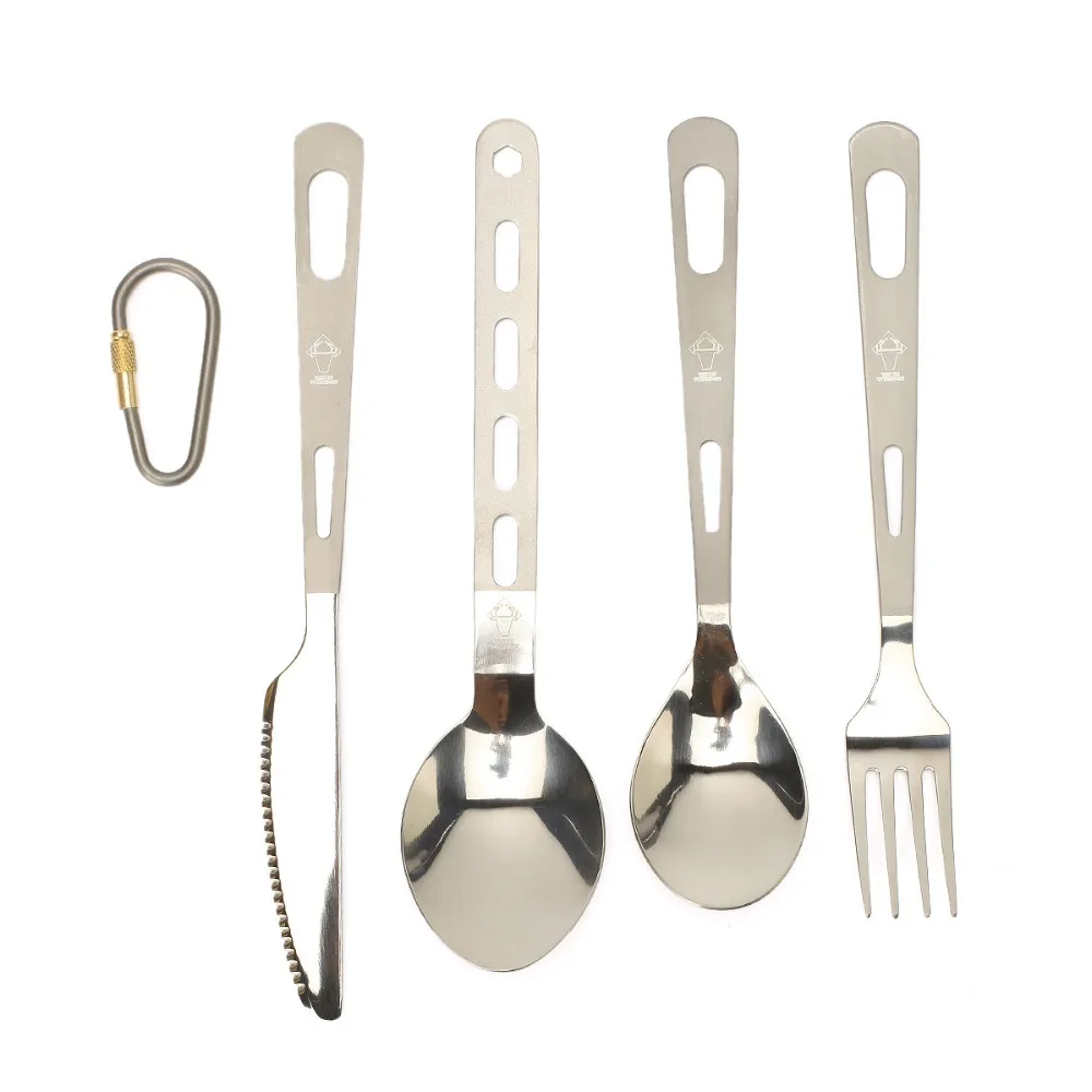 

Titanium flatware set 4in1 with staight shank for camping
