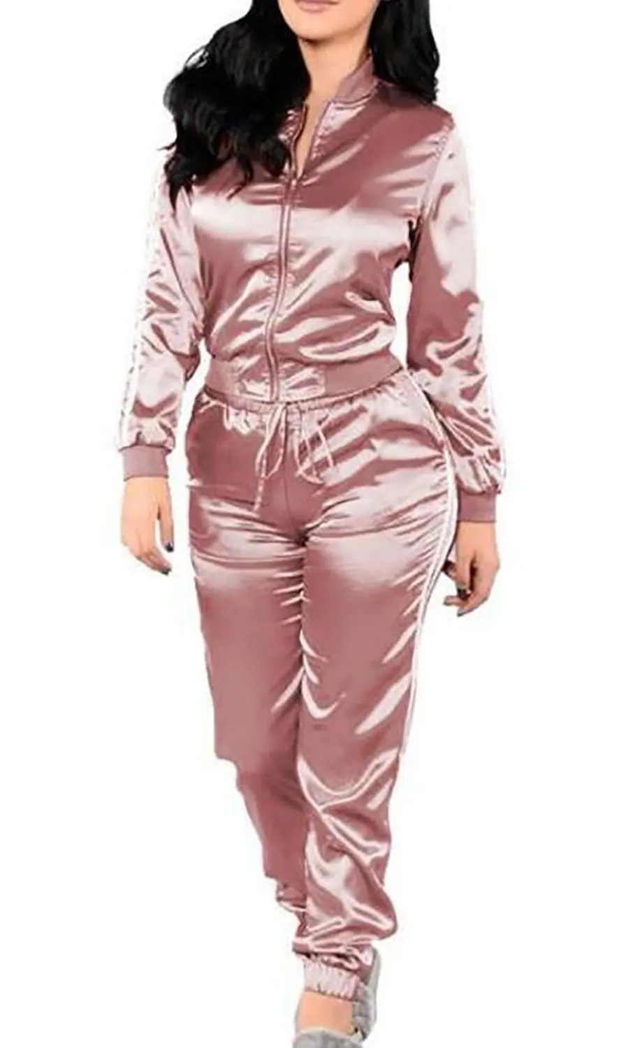 ouxiuli Men Sport Set Jogging Sweat Suits Casual Tracksuits Zip up Jacket Pants Grey L