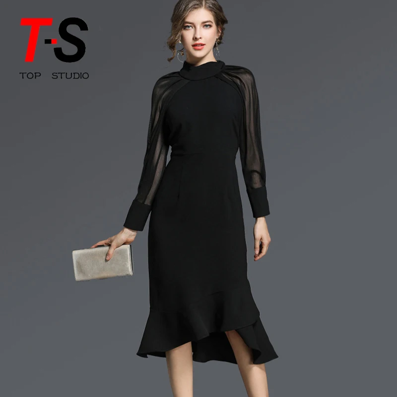 

Custom New Style Fashion from Manufacturer long sleeve lace dress fishtail slim party dress for girl from hangzhou factory, Customized color