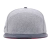Custom two tone special 6 panel cap melton wool and leather snapback caps