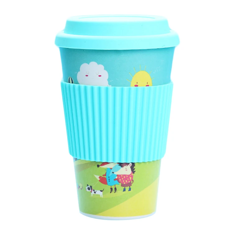 

450ml bamboo fiber coffee mug Highly Customized design Natural Bamboo Cup Travel Mug, Yellow/brown/blue/khaki/rose/pink