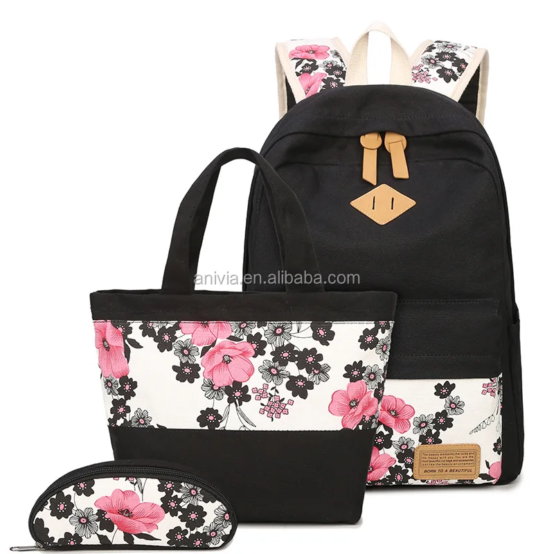 

teenage school bag set backpacks for girls school bags set 3 in 1 guangzhou backpack, Floral