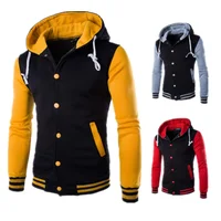 

Wholesale Custom Autumn Slim Fit Blank Hooded Quilted Baseball Varsity Letterman Jacket Men