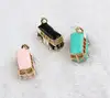 1 PC drops of oil Lucky Happiness Bus Enamel Pendant Charms Gold Tone crystal DIY Bracelet necklace Floating Charms