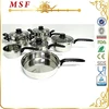MSF12PCS stainless steel pan global metals cookware with steamer and bakelite handles