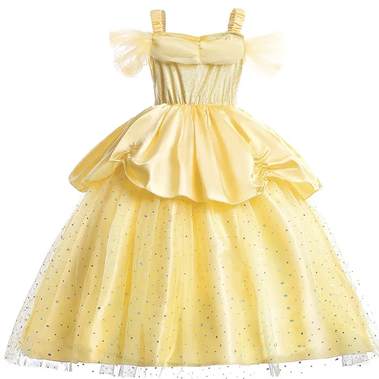 Wholesale Belle Princess Cosplay Dress Long Gown Party Dress Halloween ...