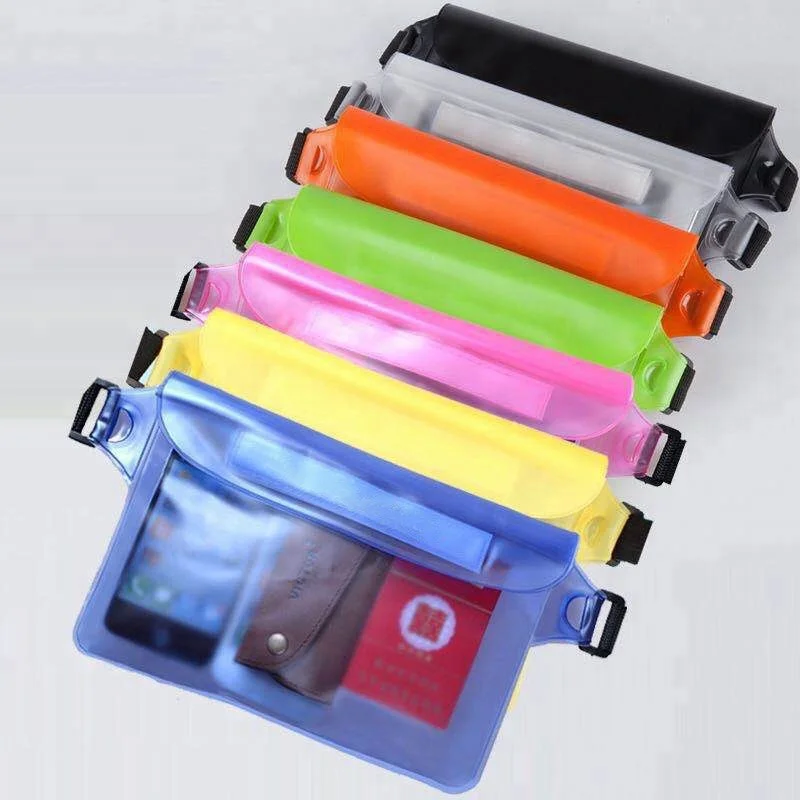 

Colorful PVC material waterproof waist pouch bag with belt, Black, pink, blue, yellow, white, green, orange,green,etc