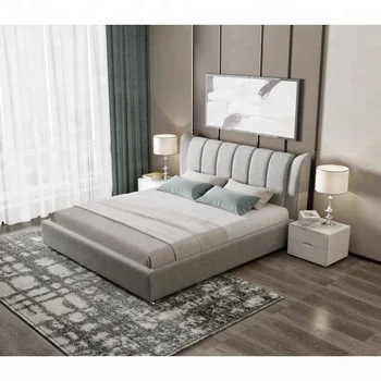 Luxury Modern Italian Leather King Bed Frame Solid Wood Luxury Modern Italian Leather King Bed