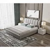 Luxury modern Italian leather king bed frame,leather solid wood bed