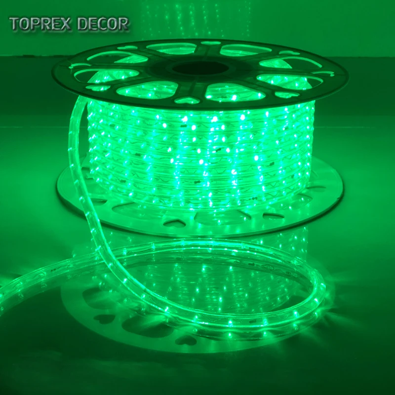 TOPREX DECOR 110V US plug 36 led/meter 2 wire waterproof underwater green color led rope light