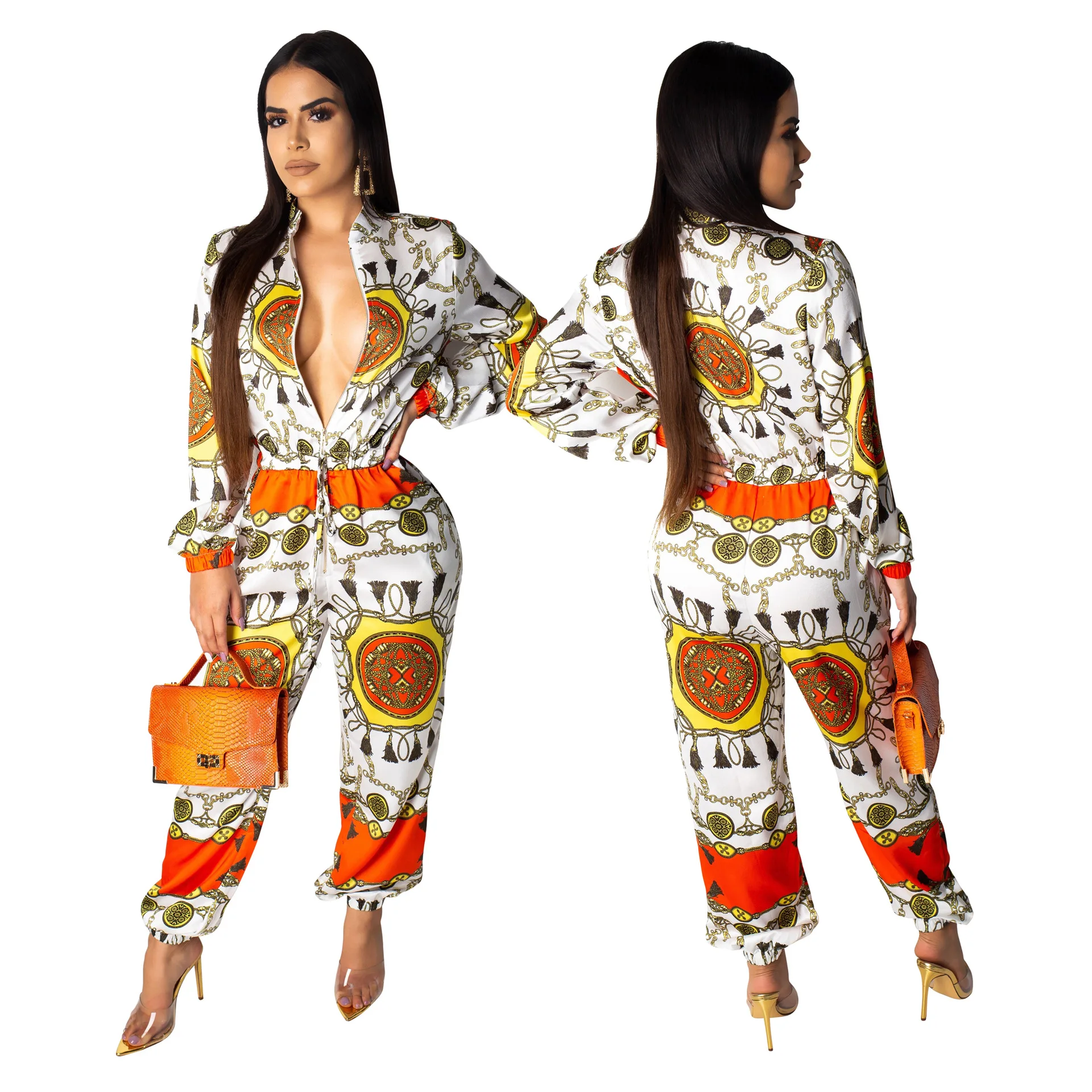 

9278 long sleeve spring autumn women jumpsuits and rompers 2019, As shown