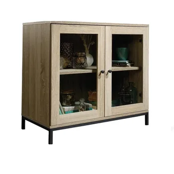 Industrial Style Melamine Kitchen Cabinet Sideboard With Glass Door