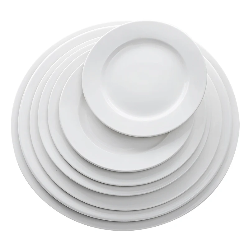 

Hotel&Restaurant Round White Porcelain Ceramic Plates, Restaurant Desert Plates~
