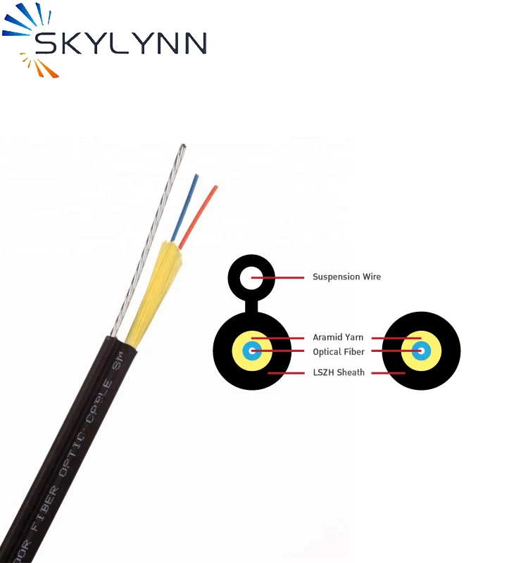 Sm G657a2 Ftth Drop Round Cable 2 Core Single Mode Fiber Optic Cable ...