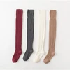 new 2019 winter solid colors cotton long knee high boot stockings knitted thigh high retro tube women girls sports vintage socks
