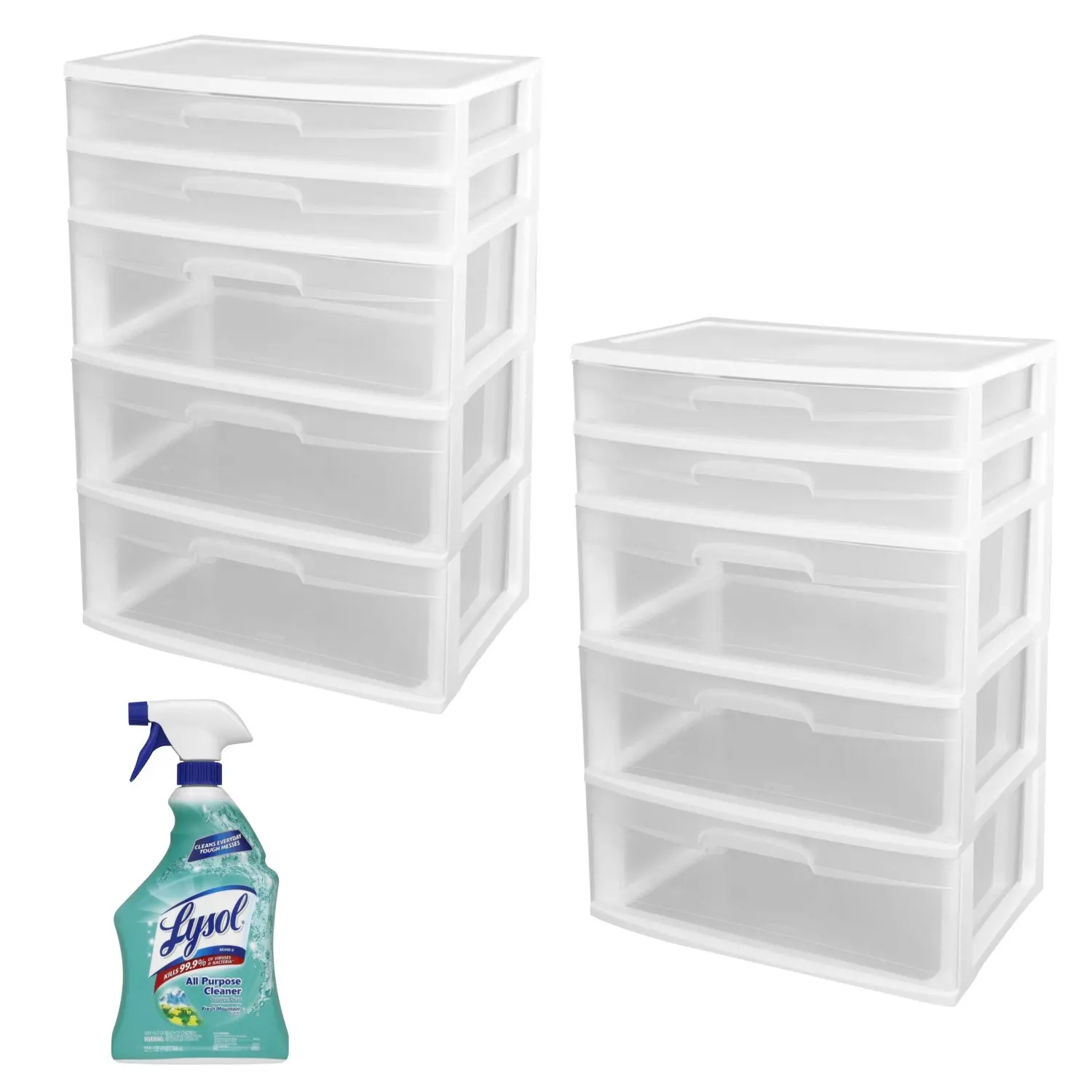 Buy Sterilite 5 Drawer Wide Tower Storage Unit 2 Pack In White