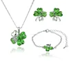 Fashion crystal four leaf clover jewelry set necklace earring and bracelet wedding jewelry