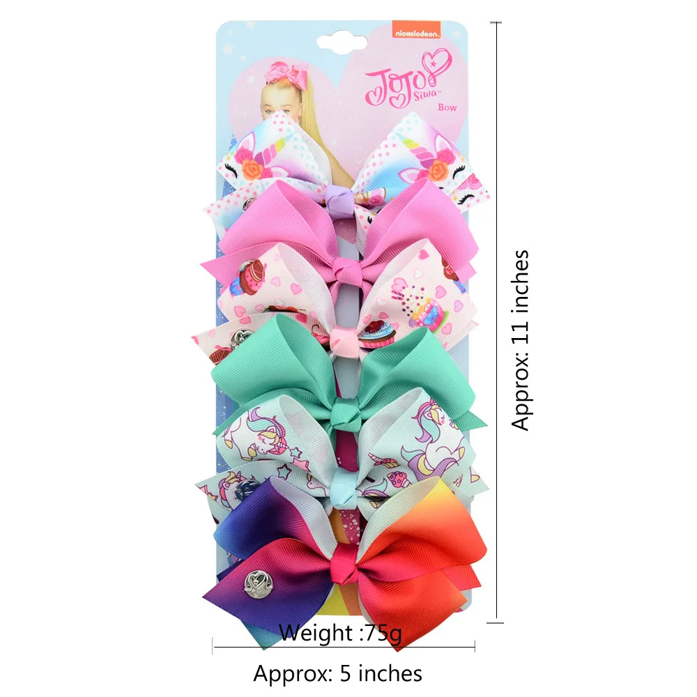 
European and American hot style jojo7 color set kids hair bow with clip 