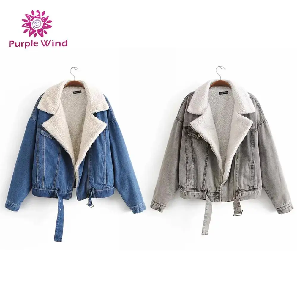 

Winter sherpa moto denim women jean jackets girl denim jacket