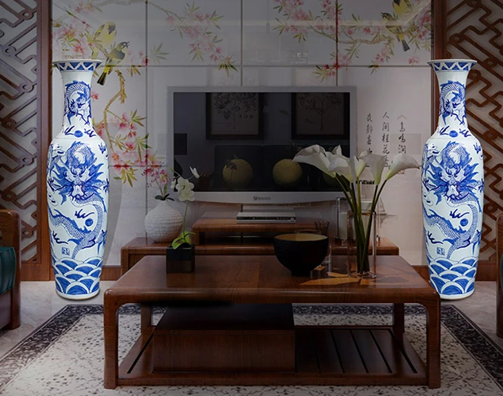Hot sale graven antique big jingdezhen ceramic vase