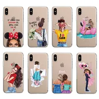 

Fashion Queen Classy Paris Girl Summer Travel Bikini Beach Soft Clear Phone Case For iPhone 11 Pro Max 7 7Plus 6S 6Plus 8 8Plus