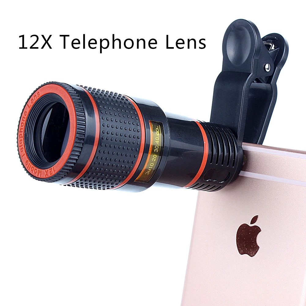 

hot selling 12x telescope telephoto zoom phone camera lens for mobile phone ,iphone , sumsang, Black white