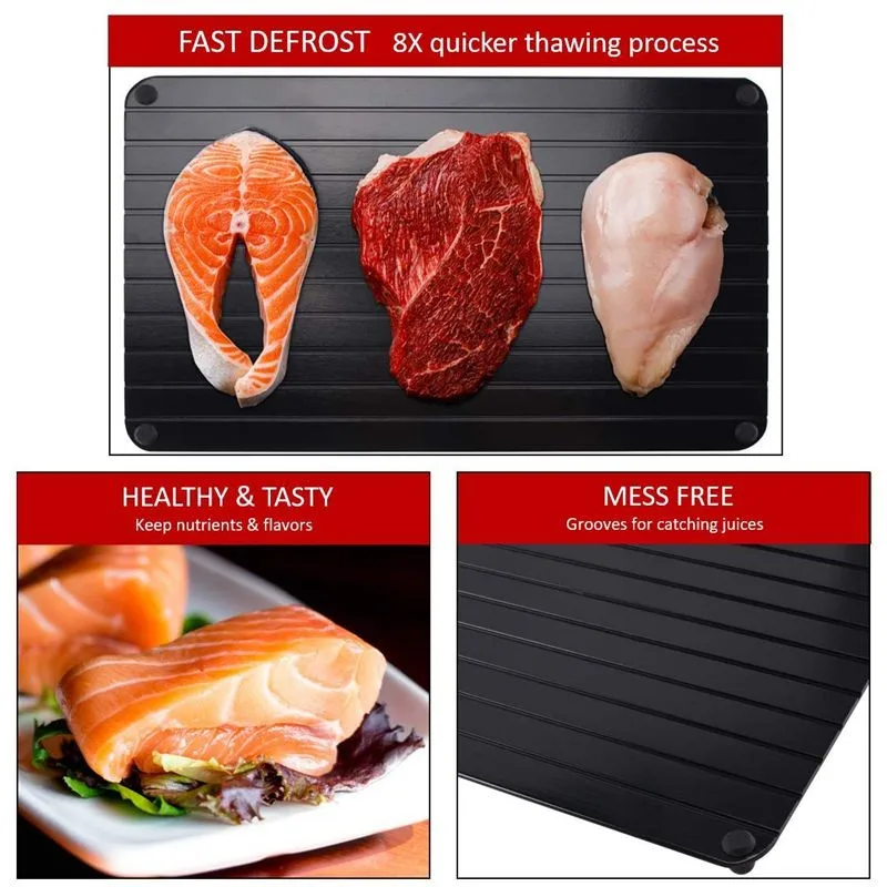 Fast Defrosting Tray Frozen Food Magic Defroster Thawing Plate Safe