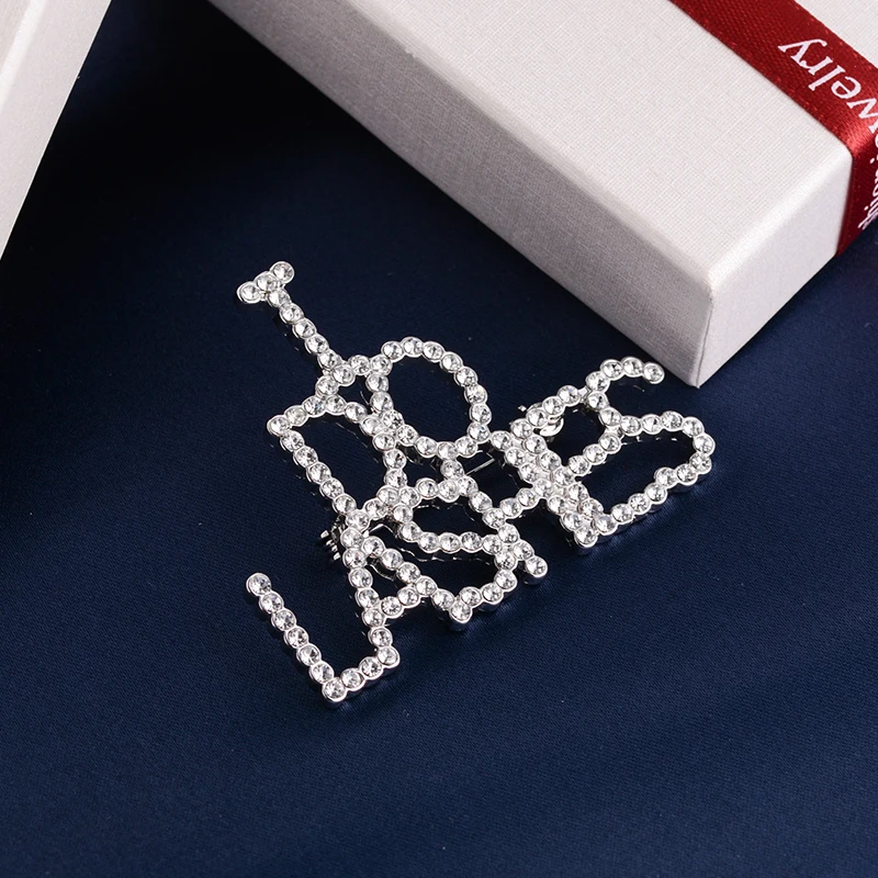 Guangzhou Factory Custom Letter Rhinestone Brooch Pins,Rhinestone Word
