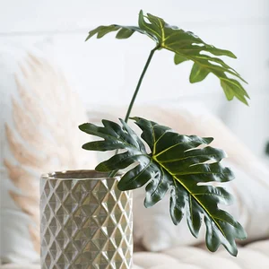 Image of Artificial green leaf artificial rainforest plant leaves cheap artificial plants home garden decoration materials