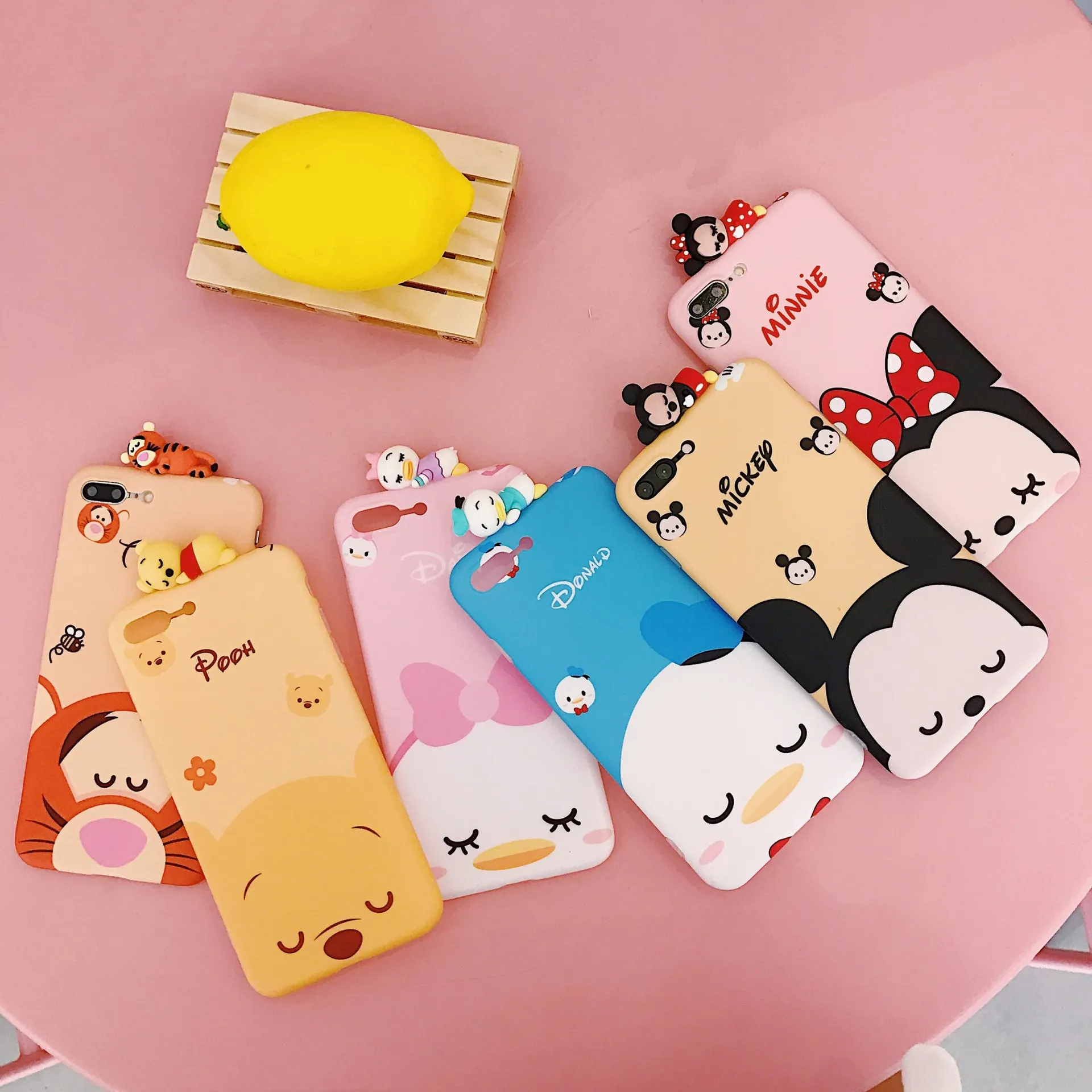 

Cartoon Minnie Mouse Sleeping Doll Case For iPhone X XR XS XS MAX 8 7 6 TPU Silicon 3D Toy, Colorful